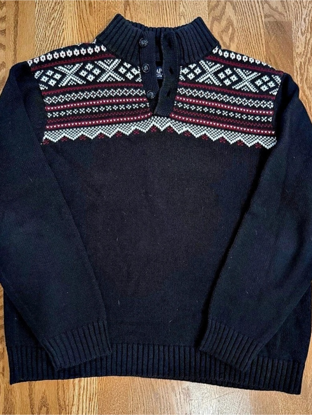Chaps Men's Black Fair Isle Sweater Size Large